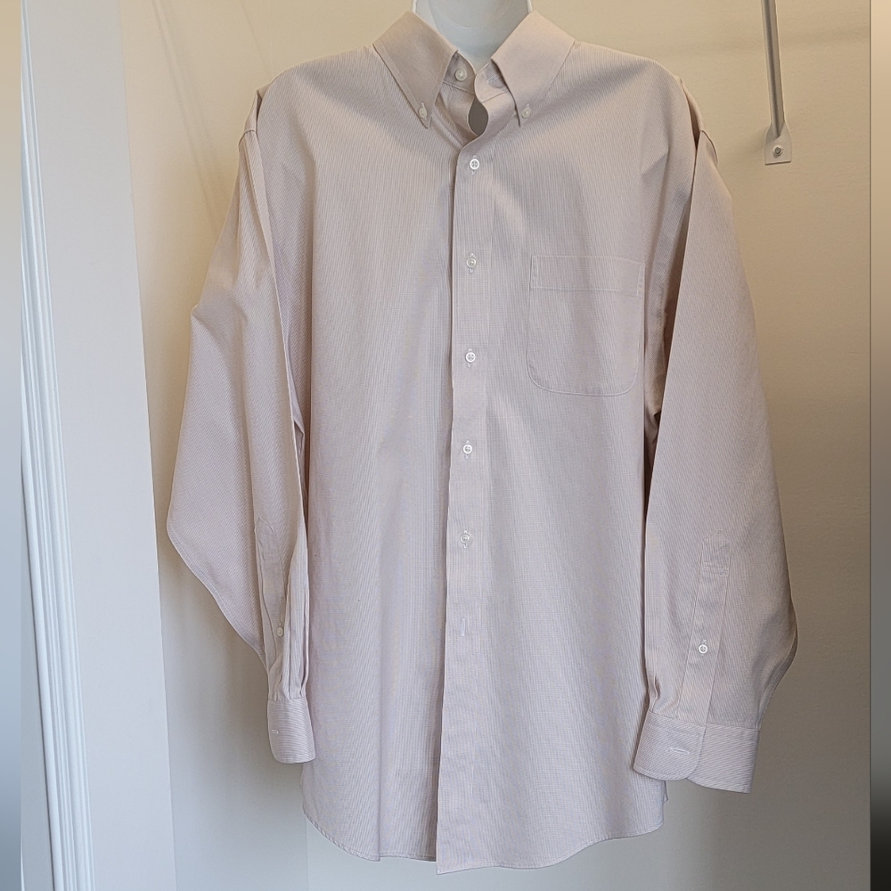 Jos A Bank Travelers Tailored Fit Button Tan Shirt SZ: 16.5/33 NWOT